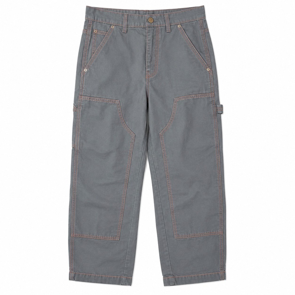 BDG Urban Outfitters Colorblock Carpenter Pant Sz 25 Gray Red Stitch Double Knee